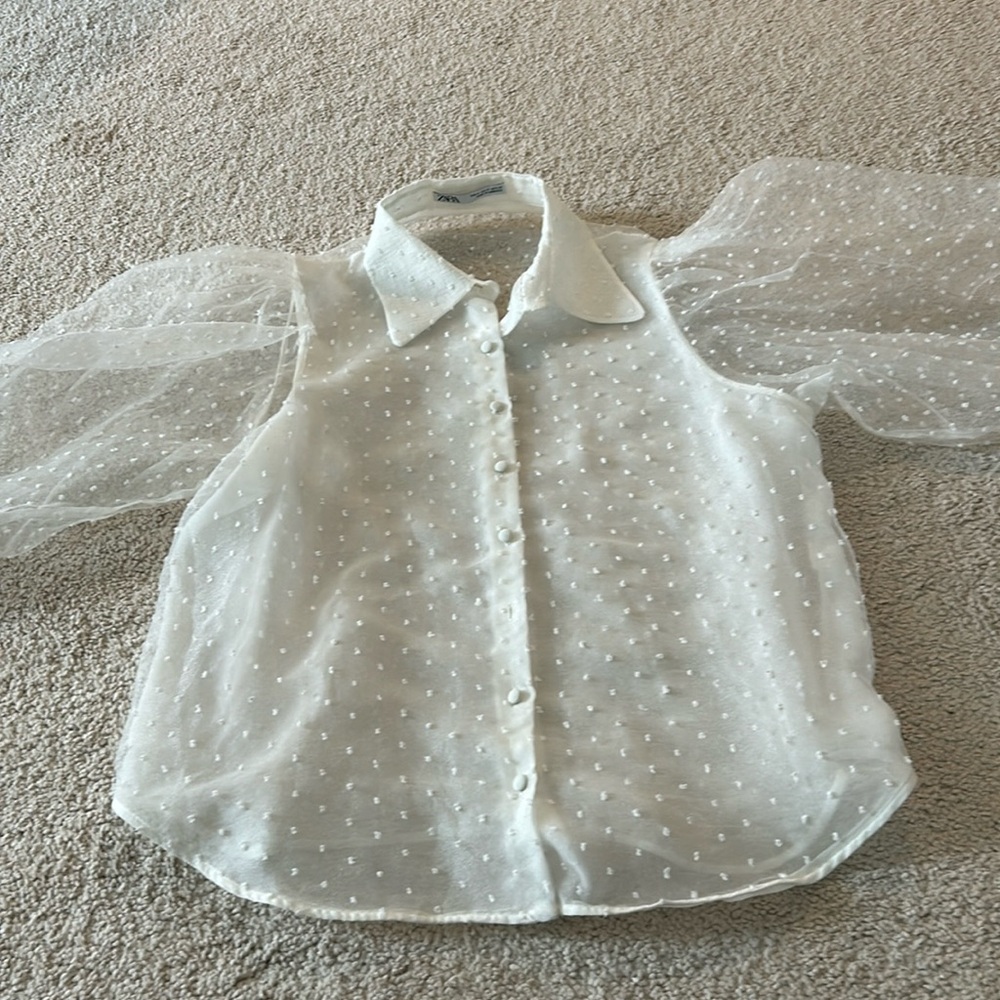 Zara White Organza Top